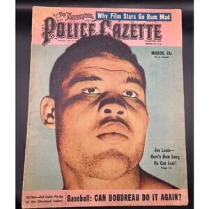 RARE 1949 Police Gazette Joe Louis Magazine Color Satchel Paige Rookie Boxing